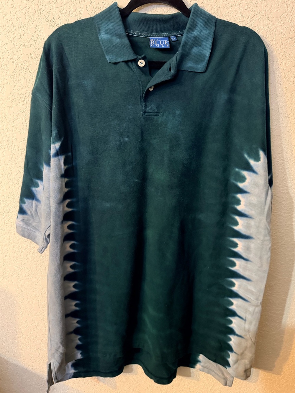 Liquid Blue Dark Green Tie-Dye Polo with Grayish/White/Blue Accents (Early 00’s)
